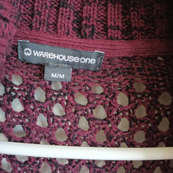 Warehouse One Women's Burgundy Cardigan Size Medium - Picture 3 of 3